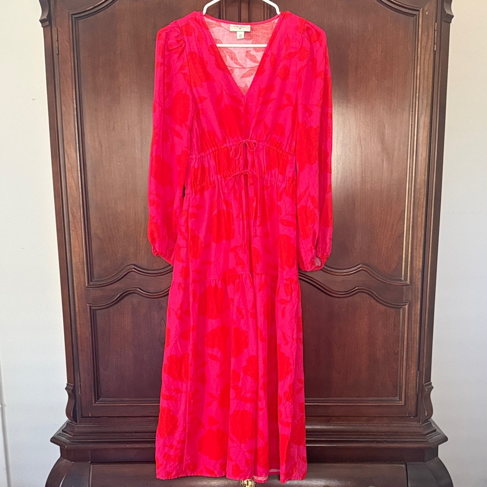 Kate Spade x Target Floral Maxi Dress XXS Pink Red Long Sleeve